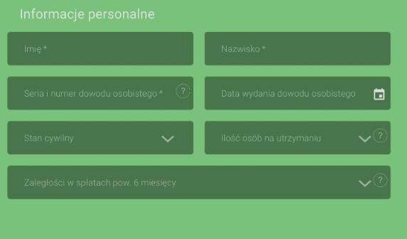 pewna pozyczka informacje personalne